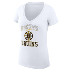NHL Boston Bruins G-III 4Her by Carl Banks Women's Super-Slim Fit Lightweight Team Logo Graphic V-Neck T-Shirt - White
