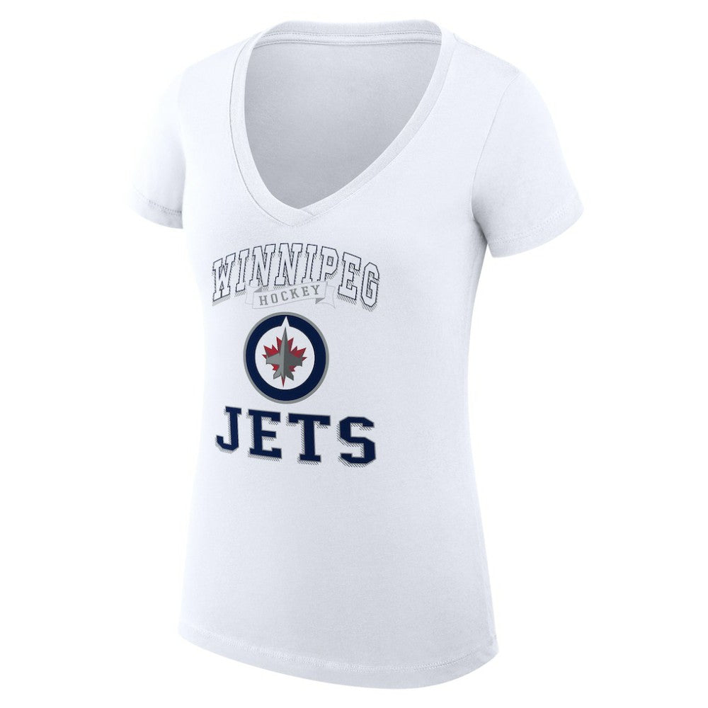 NHL Winnipeg Jets G-III 4Her by Carl Banks Women's Super-Slim Fit Lightweight Team Logo Graphic V-Neck T-Shirt - White