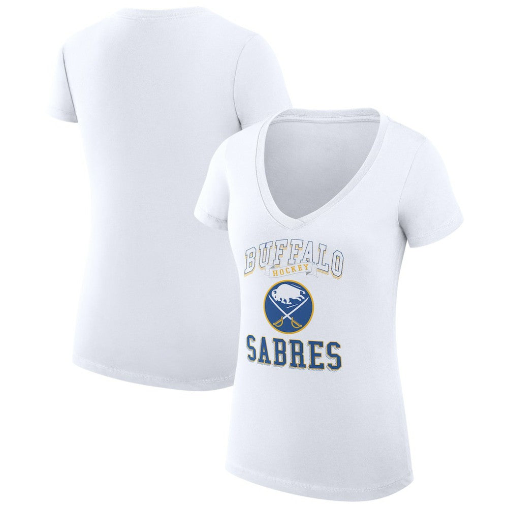 NHL Buffalo Sabres G-III 4Her by Carl Banks Women's Super-Slim Fit Lightweight Team Logo Graphic V-Neck T-Shirt - White