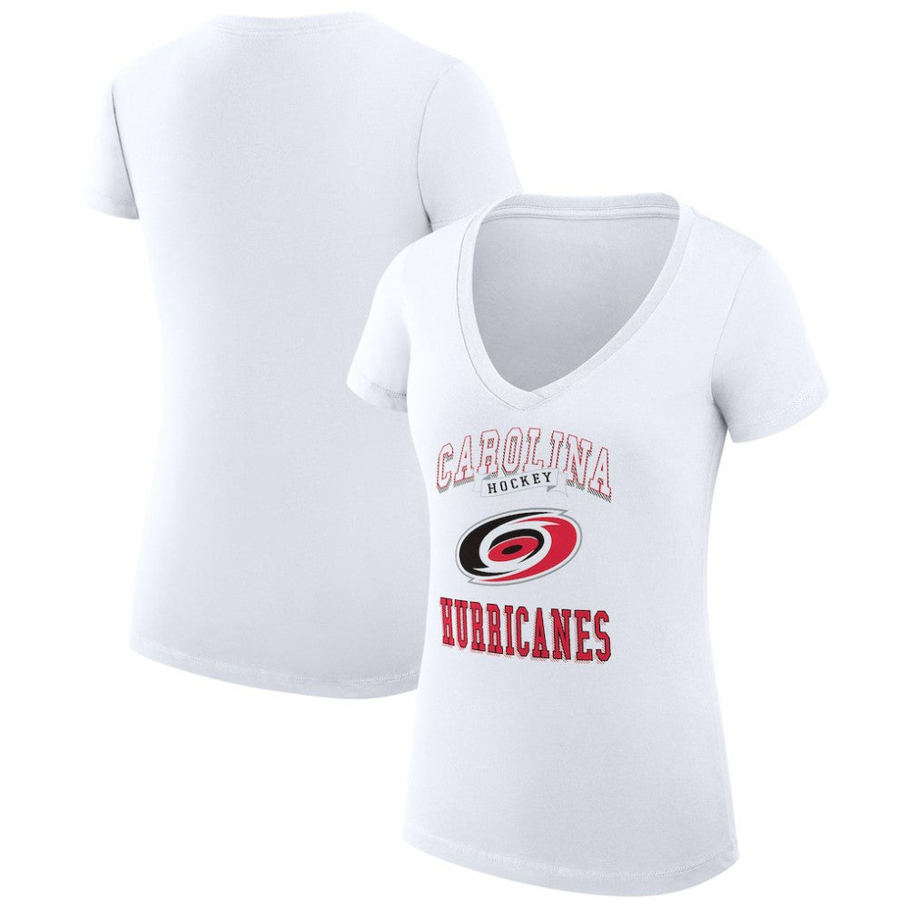 NHL Carolina Hurricanes G-III 4Her by Carl Banks Women's Super-Slim Fit Lightweight Team Logo Graphic V-Neck T-Shirt - White