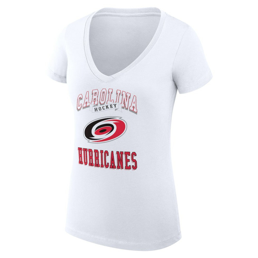NHL Carolina Hurricanes G-III 4Her by Carl Banks Women's Super-Slim Fit Lightweight Team Logo Graphic V-Neck T-Shirt - White