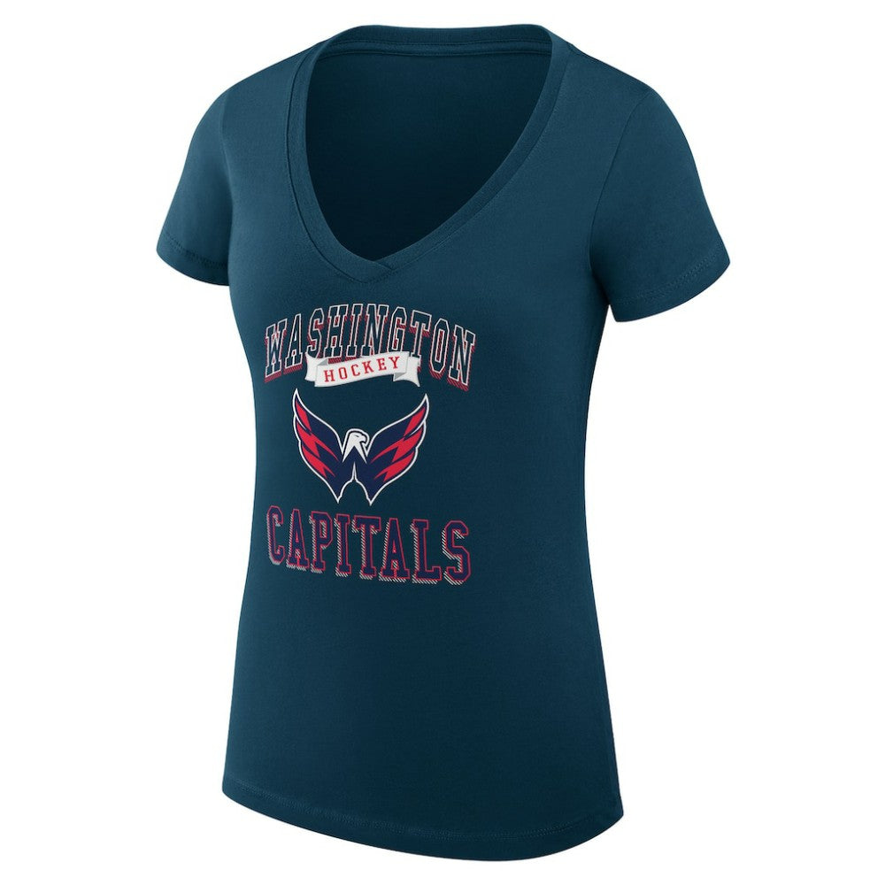 NHL Washington Capitals G-III 4Her by Carl Banks Women's Super-Slim Fit Lightweight Team Logo Graphic V-Neck T-Shirt - Navy