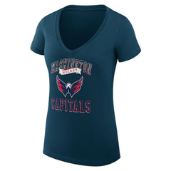 NHL Washington Capitals G-III 4Her by Carl Banks Women's Super-Slim Fit Lightweight Team Logo Graphic V-Neck T-Shirt - Navy