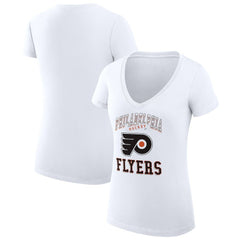 NHL Philadelphia Flyers G-III 4Her by Carl Banks Women's Super-Slim Fit Lightweight Team Logo Graphic V-Neck T-Shirt - White
