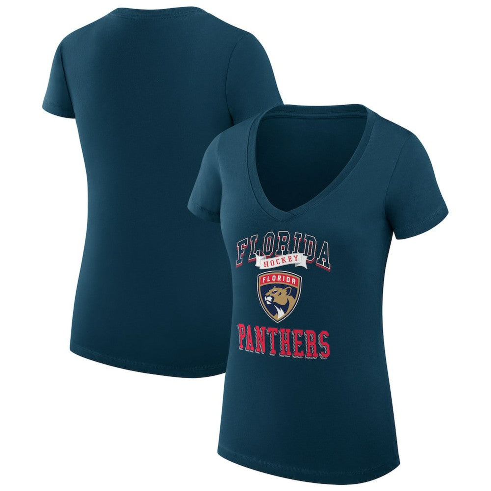 NHL Florida Panthers G-III 4Her by Carl Banks Women's Super-Slim Fit Lightweight Team Logo Graphic V-Neck T-Shirt - Navy