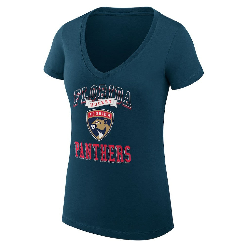 NHL Florida Panthers G-III 4Her by Carl Banks Women's Super-Slim Fit Lightweight Team Logo Graphic V-Neck T-Shirt - Navy