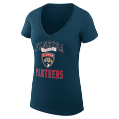 NHL Florida Panthers G-III 4Her by Carl Banks Women's Super-Slim Fit Lightweight Team Logo Graphic V-Neck T-Shirt - Navy