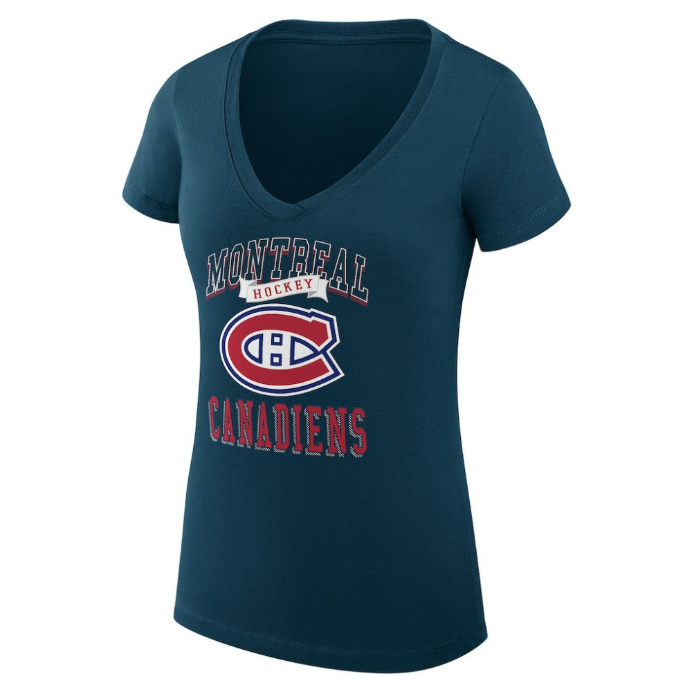 NHL Montreal Canadiens G-III 4Her by Carl Banks Women's Super-Slim Fit Lightweight Team Logo Graphic V-Neck T-Shirt - Navy