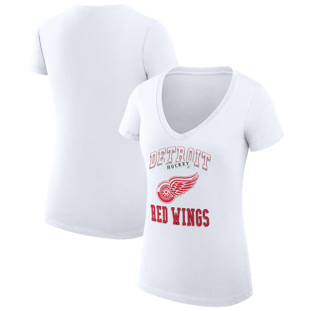 NHL Detroit Red Wings G-III 4Her by Carl Banks Women's Super-Slim Fit Lightweight Team Logo Graphic V-Neck T-Shirt - White