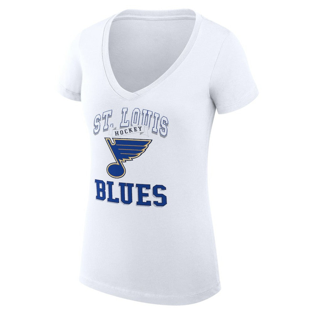 NHL St. Louis Blues G-III 4Her by Carl Banks Women's Super-Slim Fit Lightweight Team Logo Graphic V-Neck T-Shirt - White