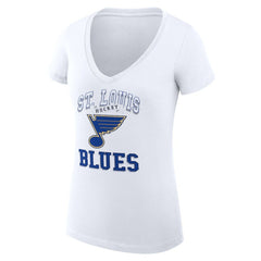 NHL St. Louis Blues G-III 4Her by Carl Banks Women's Super-Slim Fit Lightweight Team Logo Graphic V-Neck T-Shirt - White