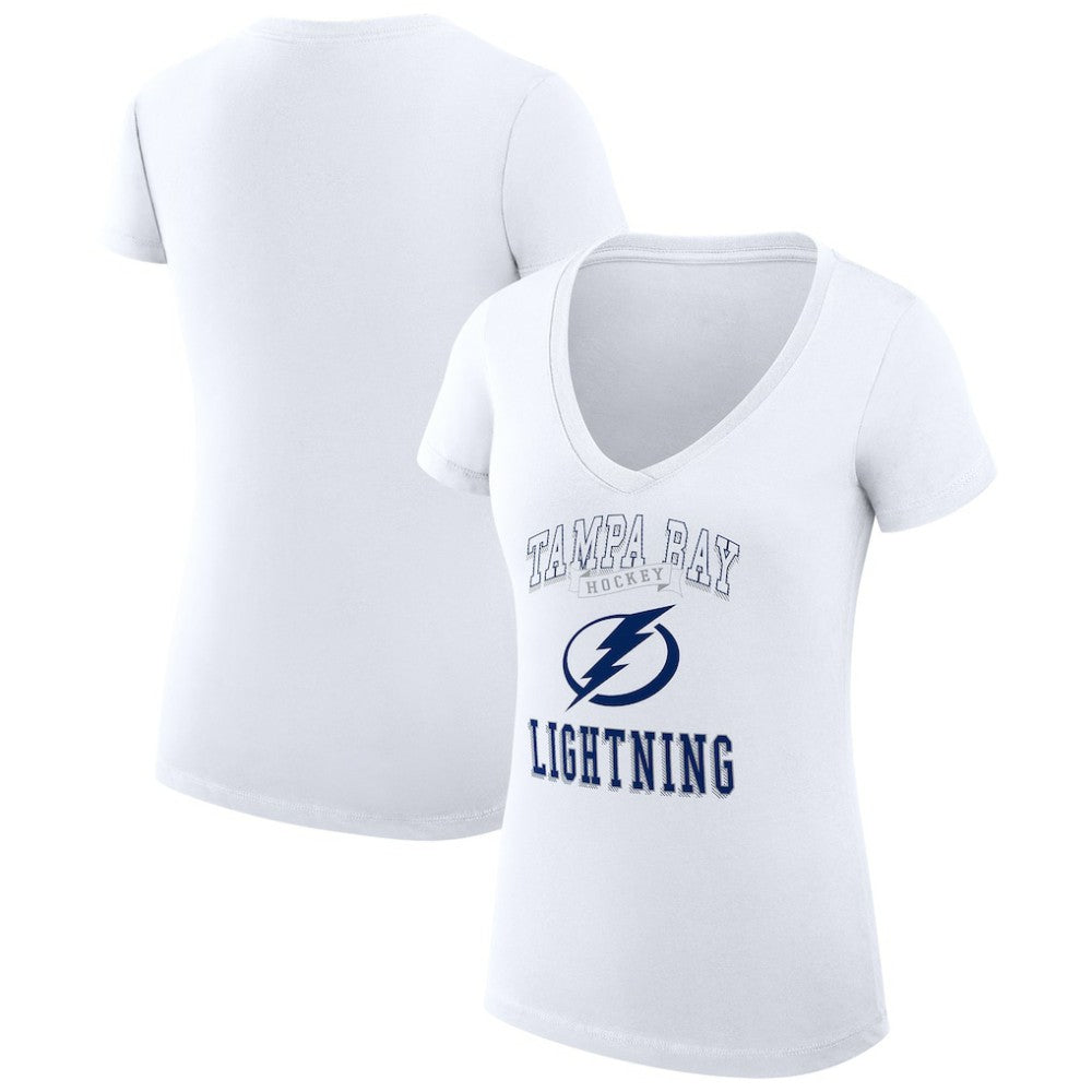NHL Tampa Bay Lightning G-III 4Her by Carl Banks Women's Super-Slim Fit Lightweight Team Logo Graphic V-Neck T-Shirt - White