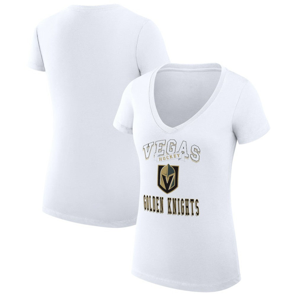 NHL Vegas Golden Knights G-III 4Her by Carl Banks Women's Super-Slim Fit Lightweight Team Logo Graphic V-Neck T-Shirt - White