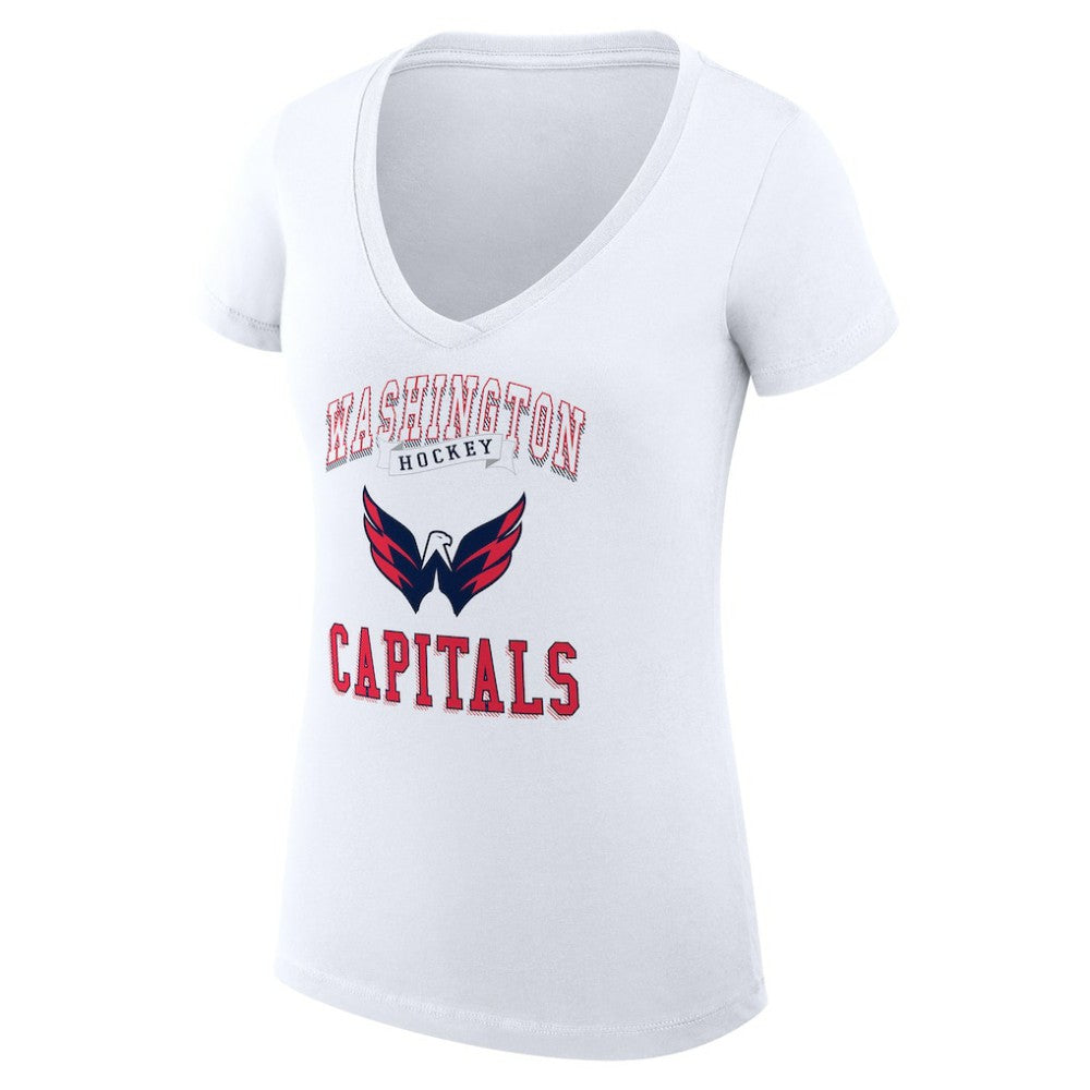 NHL Washington Capitals G-III 4Her by Carl Banks Women's Super-Slim Fit Lightweight Team Logo Graphic V-Neck T-Shirt - White