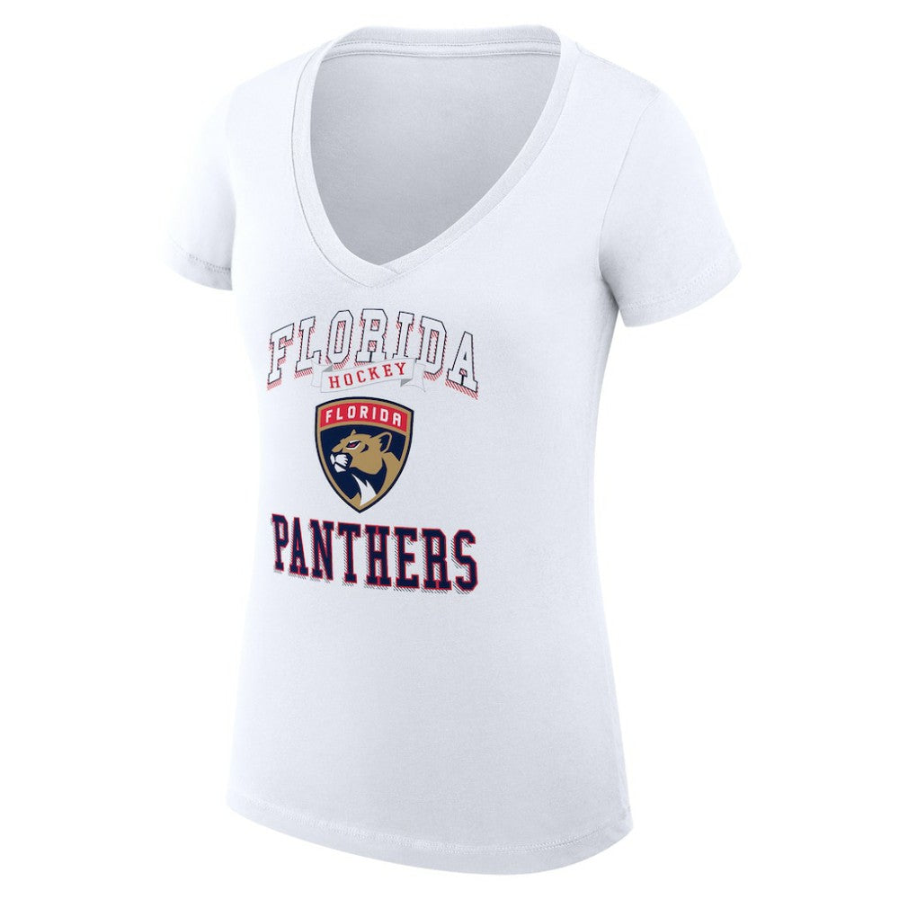 NHL Florida Panthers G-III 4Her by Carl Banks Women's Super-Slim Fit Lightweight Team Logo Graphic V-Neck T-Shirt - White