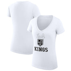 NHL Los Angeles Kings G-III 4Her by Carl Banks Women's Super-Slim Fit Lightweight Team Logo Graphic V-Neck T-Shirt - White