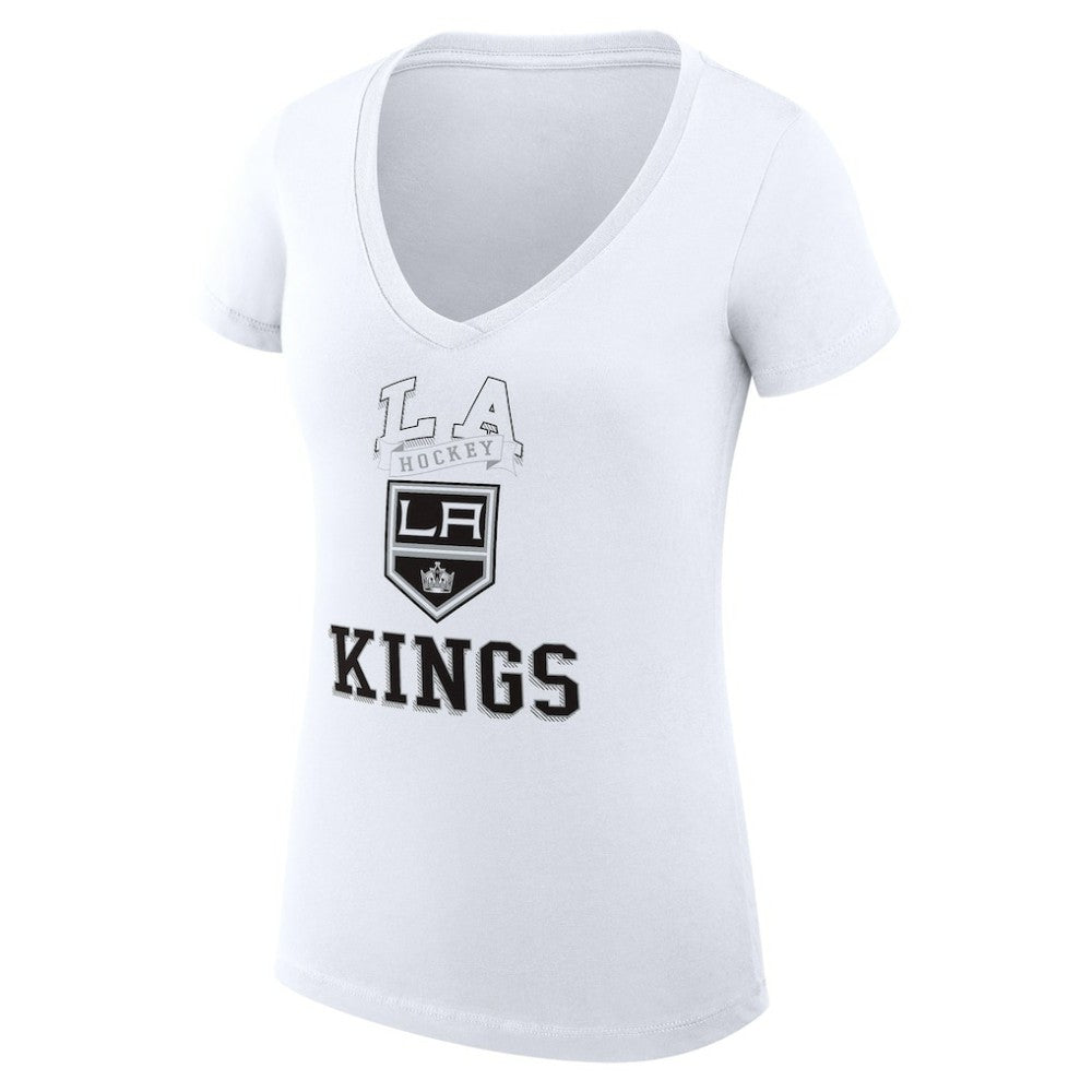 NHL Los Angeles Kings G-III 4Her by Carl Banks Women's Super-Slim Fit Lightweight Team Logo Graphic V-Neck T-Shirt - White