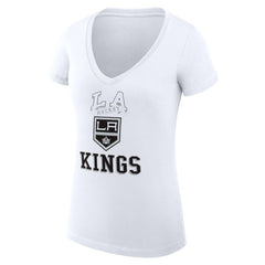 NHL Los Angeles Kings G-III 4Her by Carl Banks Women's Super-Slim Fit Lightweight Team Logo Graphic V-Neck T-Shirt - White