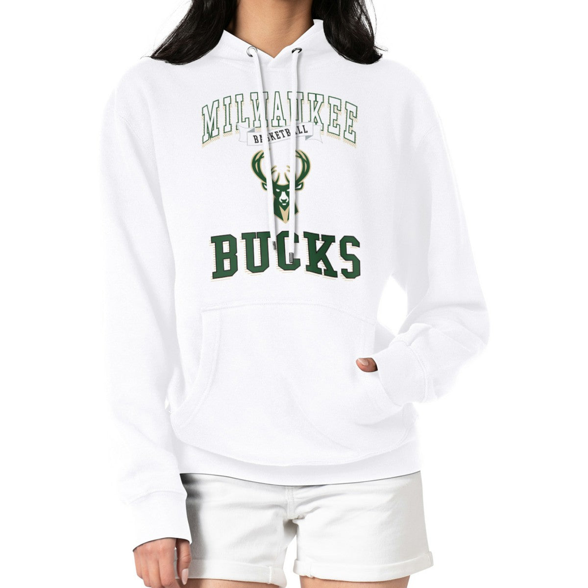 Milwaukee Bucks G-III 4Her by Carl Banks Women's Graphic Fleece Pullover Hoodie White