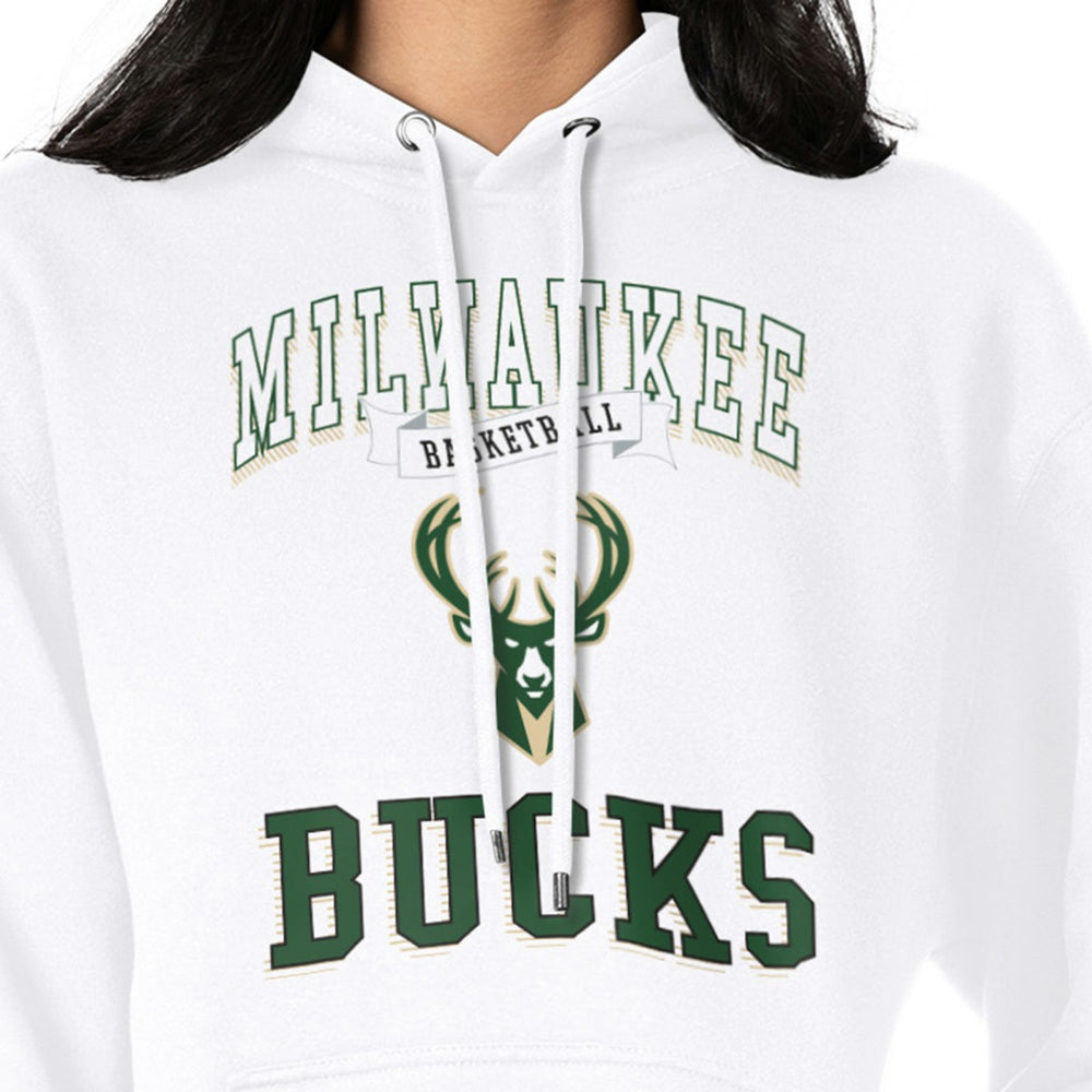 Milwaukee Bucks G-III 4Her by Carl Banks Women's Graphic Fleece Pullover Hoodie White