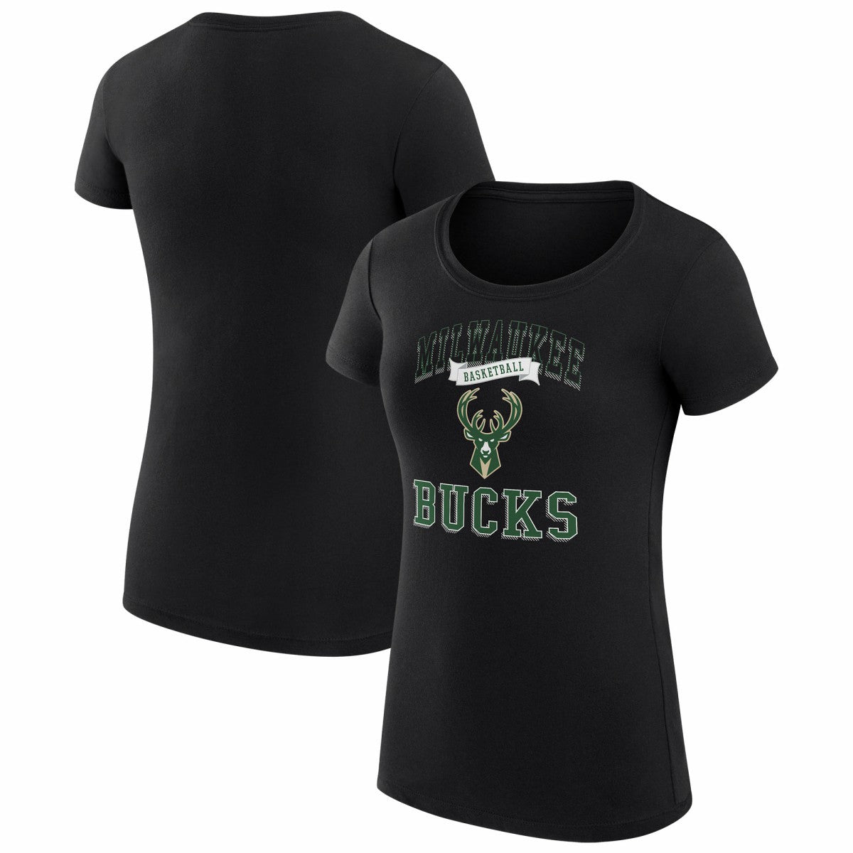 Milwaukee Bucks G-III 4Her by Carl Banks Women's Super-Slim Fit Lightweight Team Logo T-Shirt Black