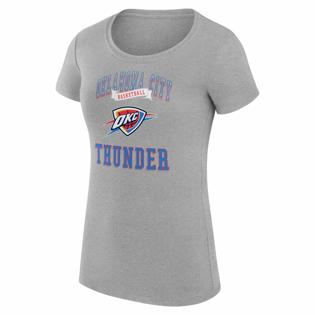 Oklahoma City Thunder G-III 4Her by Carl Banks Women's Super-Slim Fit Lightweight Team Logo T-Shirt Heather Gray