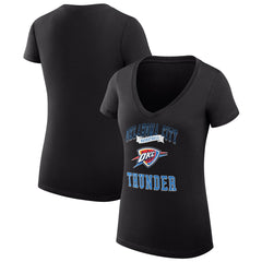 Oklahoma City Thunder G-III 4Her by Carl Banks Women's Super-Slim Fit Lightweight Team Logo V-Neck T-Shirt Black