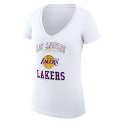Los Angeles Lakers G-III 4Her by Carl Banks Women's Super-Slim Fit Lightweight Team Logo V-Neck T-Shirt White