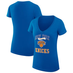 New York Knicks G-III 4Her by Carl Banks Women's Super-Slim Fit Lightweight Team Logo V-Neck T-Shirt Blue