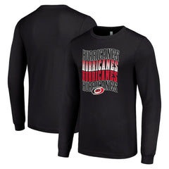 NHL Carolina Hurricanes Starter Four Team Name Logo Long Sleeve Graphic T-Shirt - Black