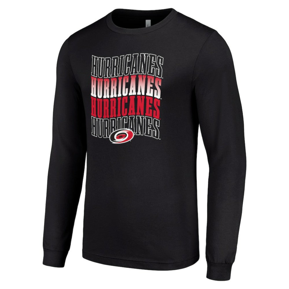 NHL Carolina Hurricanes Starter Four Team Name Logo Long Sleeve Graphic T-Shirt - Black