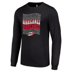 NHL Carolina Hurricanes Starter Four Team Name Logo Long Sleeve Graphic T-Shirt - Black