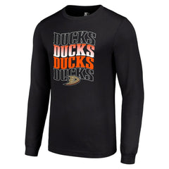 NHL Anaheim Ducks Starter Four Team Name Logo Long Sleeve Graphic T-Shirt - Black