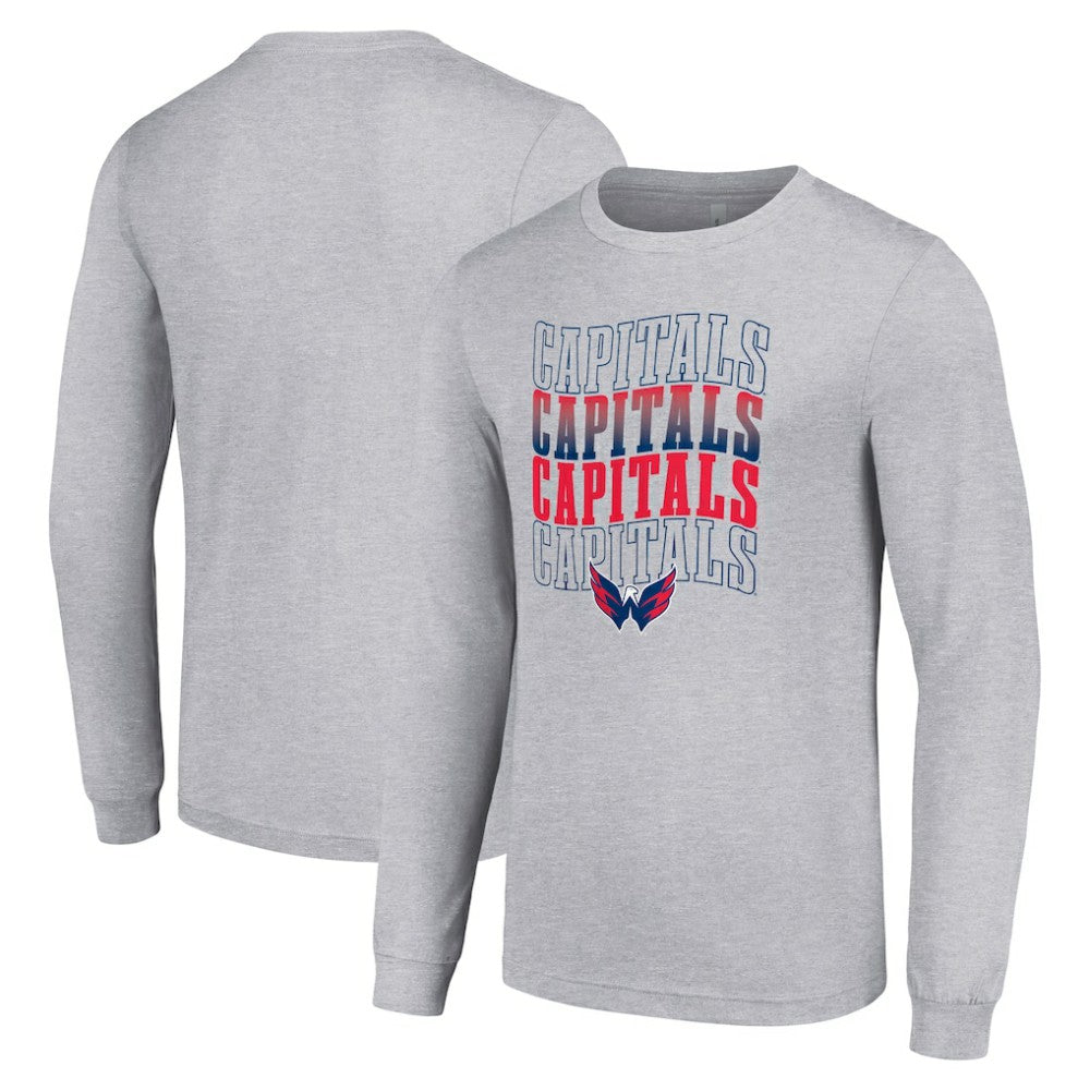 NHL Washington Capitals Starter Four Team Name Logo Long Sleeve Graphic T-Shirt - Heather Gray
