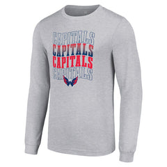 NHL Washington Capitals Starter Four Team Name Logo Long Sleeve Graphic T-Shirt - Heather Gray