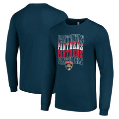 NHL Florida Panthers Starter Four Team Name Logo Long Sleeve Graphic T-Shirt - Navy