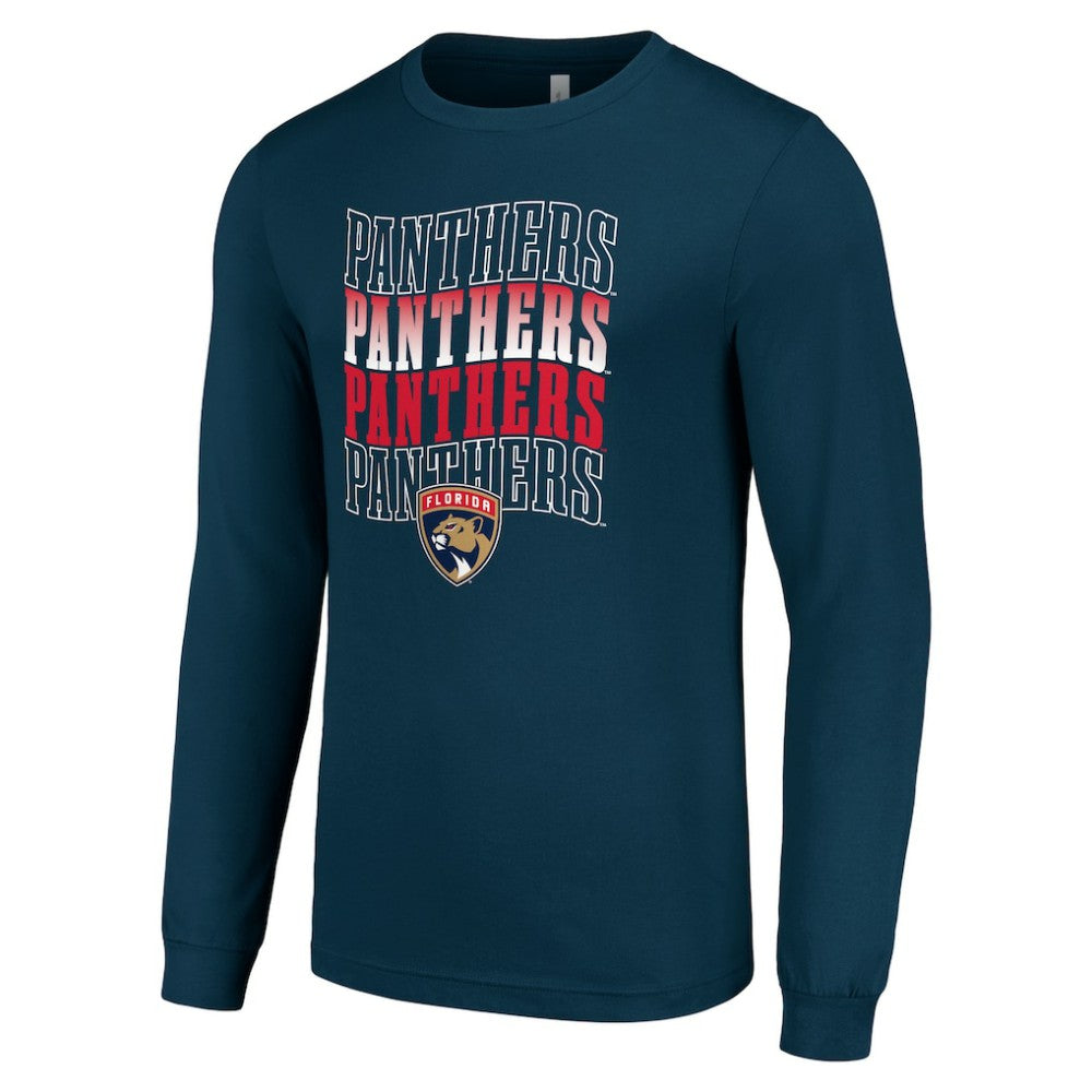 NHL Florida Panthers Starter Four Team Name Logo Long Sleeve Graphic T-Shirt - Navy