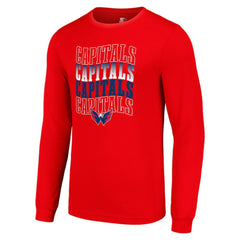 NHL Washington Capitals Starter Four Team Name Logo Long Sleeve Graphic T-Shirt - Red