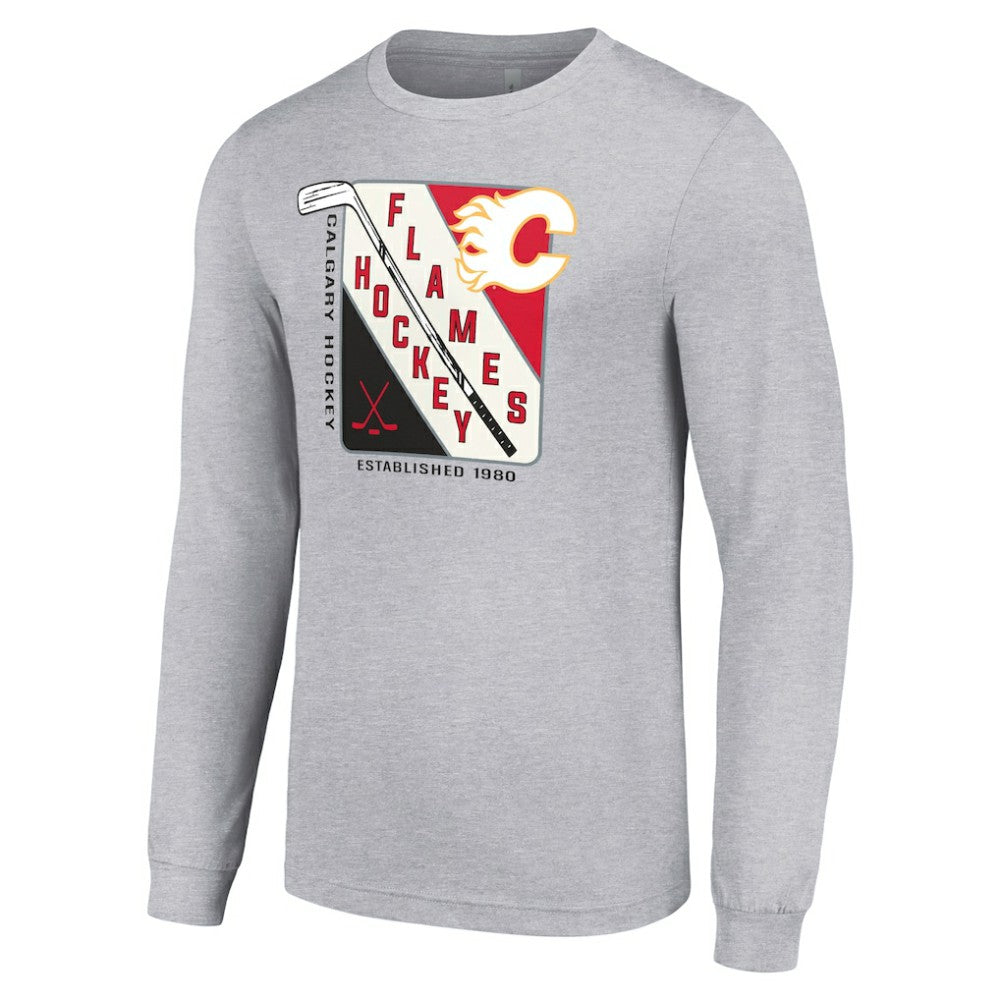 NHL Calgary Flames Starter Shield Long Sleeve Graphic T-Shirt - Heather Gray