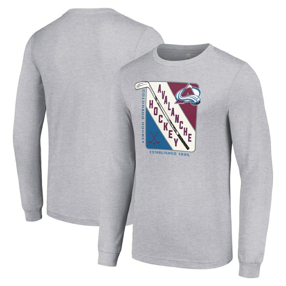 NHL Colorado Avalanche Starter Shield Long Sleeve Graphic T-Shirt - Heather Gray