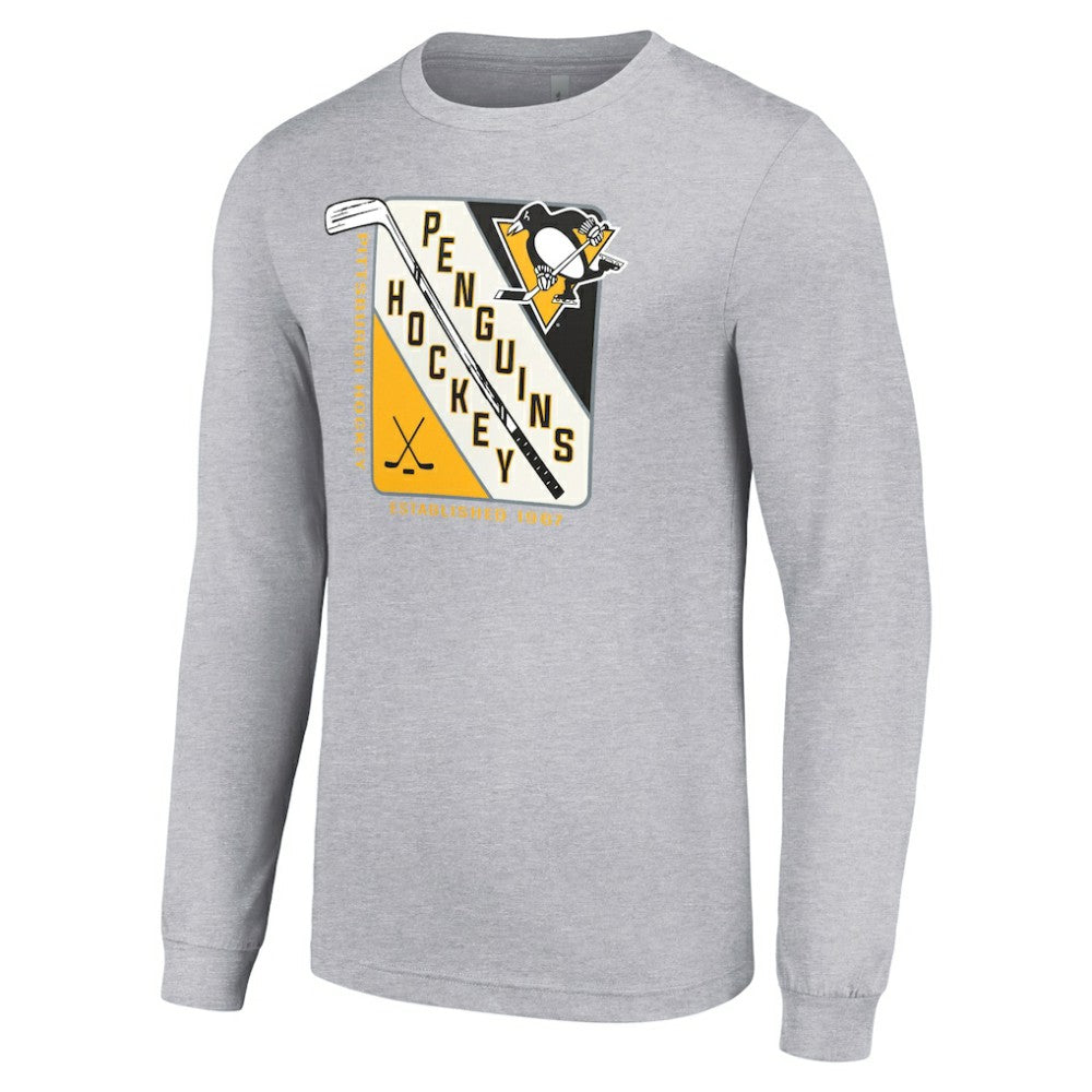 NHL Pittsburgh Penguins Starter Shield Long Sleeve Graphic T-Shirt - Heather Gray