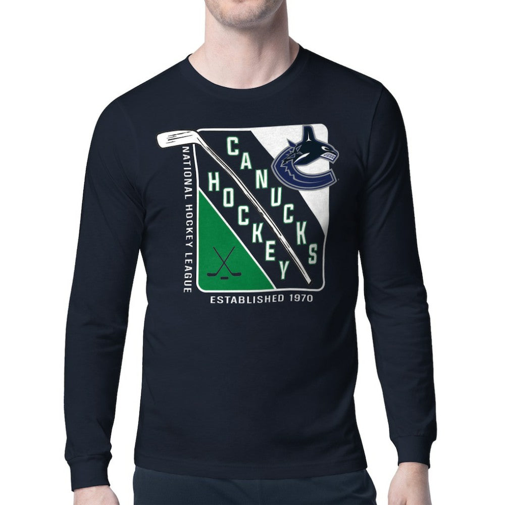 NHL Vancouver Canucks Starter Shield Long Sleeve Graphic T-Shirt - Navy