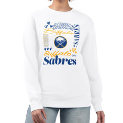 NHL Buffalo Sabres G-III 4Her by Carl Banks Women's Collage Graphic Fleece Long Sleeve Pullover Sweatshirt - White