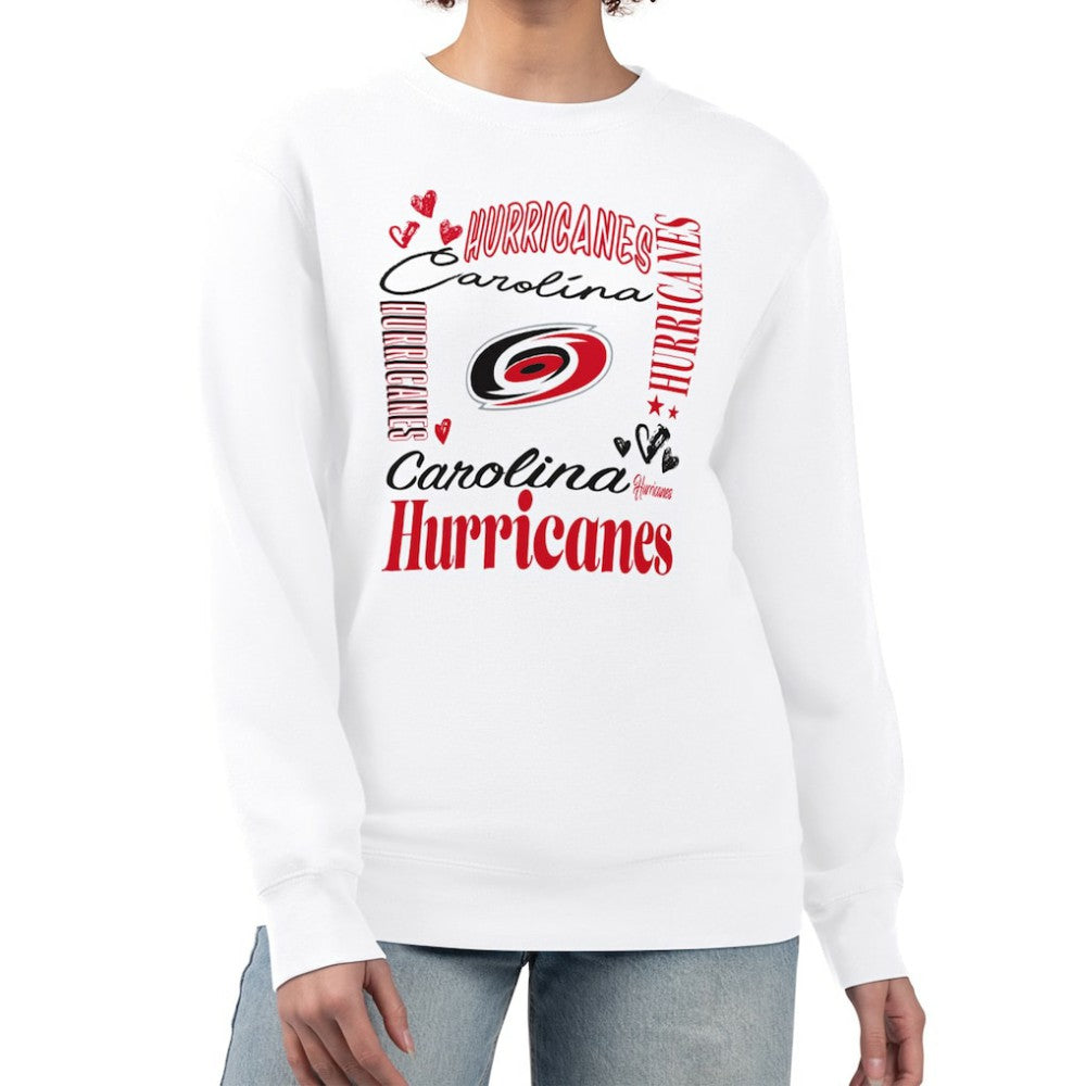 NHL Carolina Hurricanes G-III 4Her by Carl Banks Women's Collage Graphic Fleece Long Sleeve Pullover Sweatshirt - White