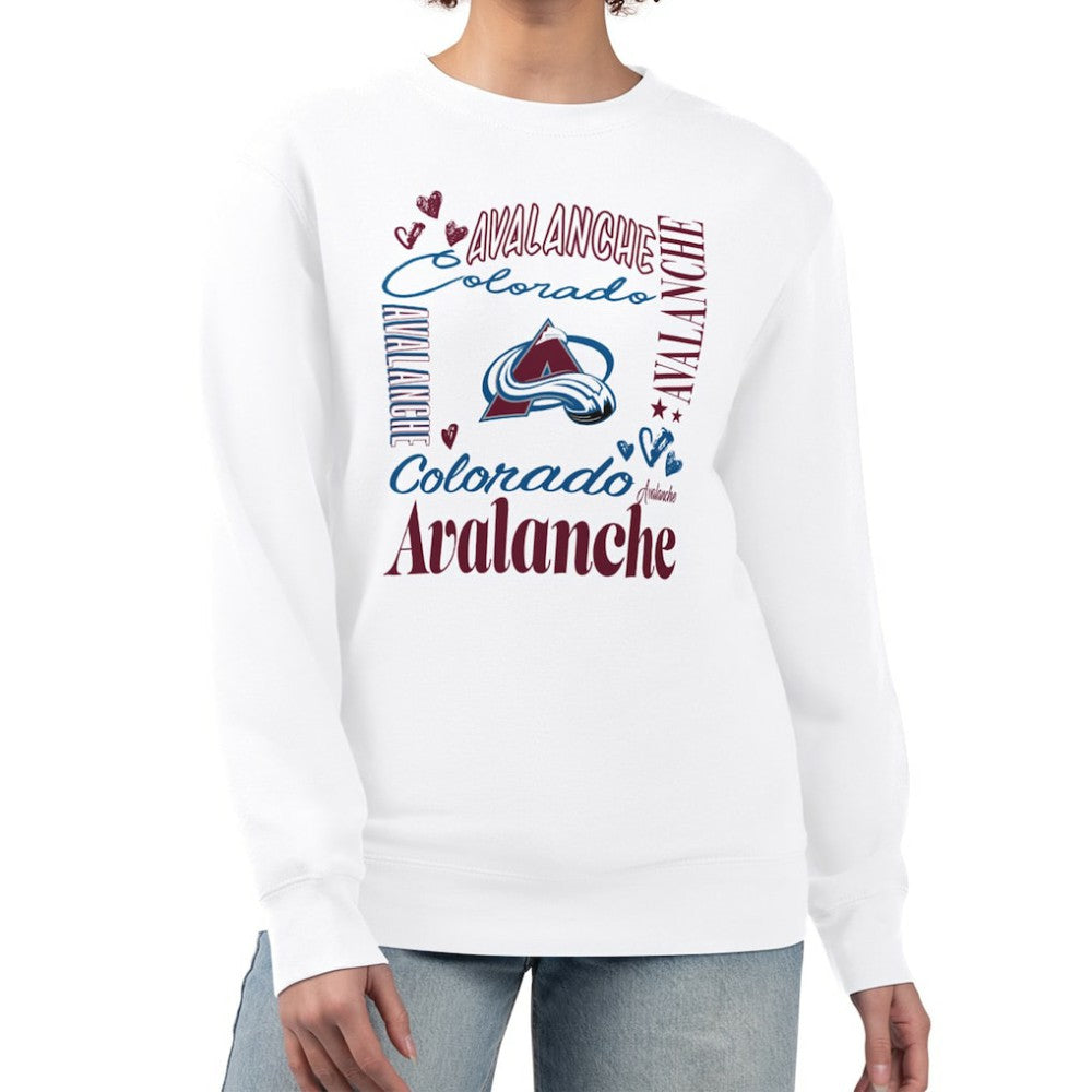 NHL Colorado Avalanche G-III 4Her by Carl Banks Women's Collage Graphic Fleece Long Sleeve Pullover Sweatshirt - White