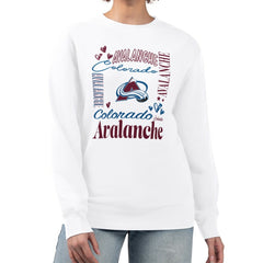 NHL Colorado Avalanche G-III 4Her by Carl Banks Women's Collage Graphic Fleece Long Sleeve Pullover Sweatshirt - White
