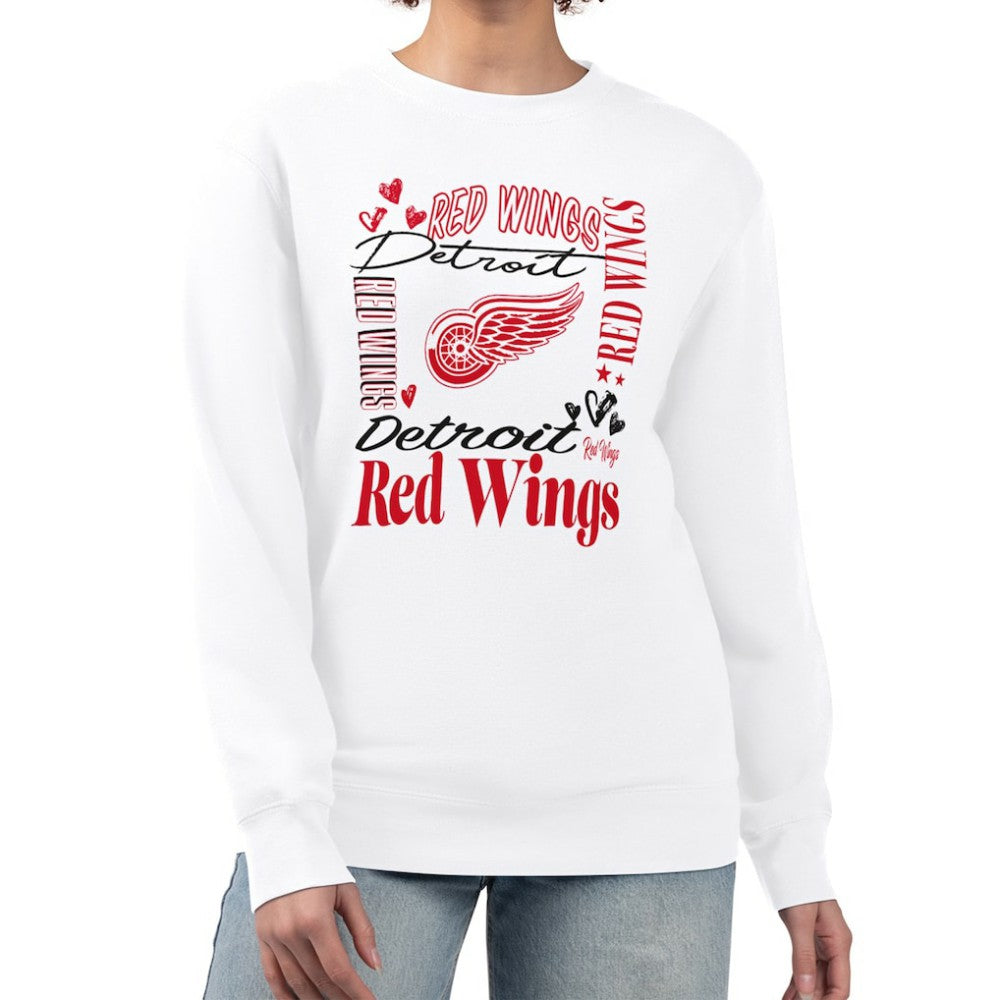 NHL Detroit Red Wings G-III 4Her by Carl Banks Women's Collage Graphic Fleece Long Sleeve Pullover Sweatshirt - White
