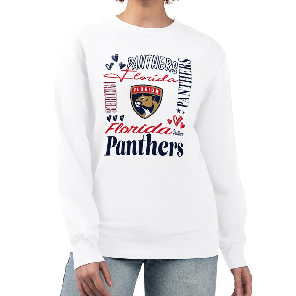 NHL Florida Panthers G-III 4Her by Carl Banks Women's Collage Graphic Fleece Long Sleeve Pullover Sweatshirt - White