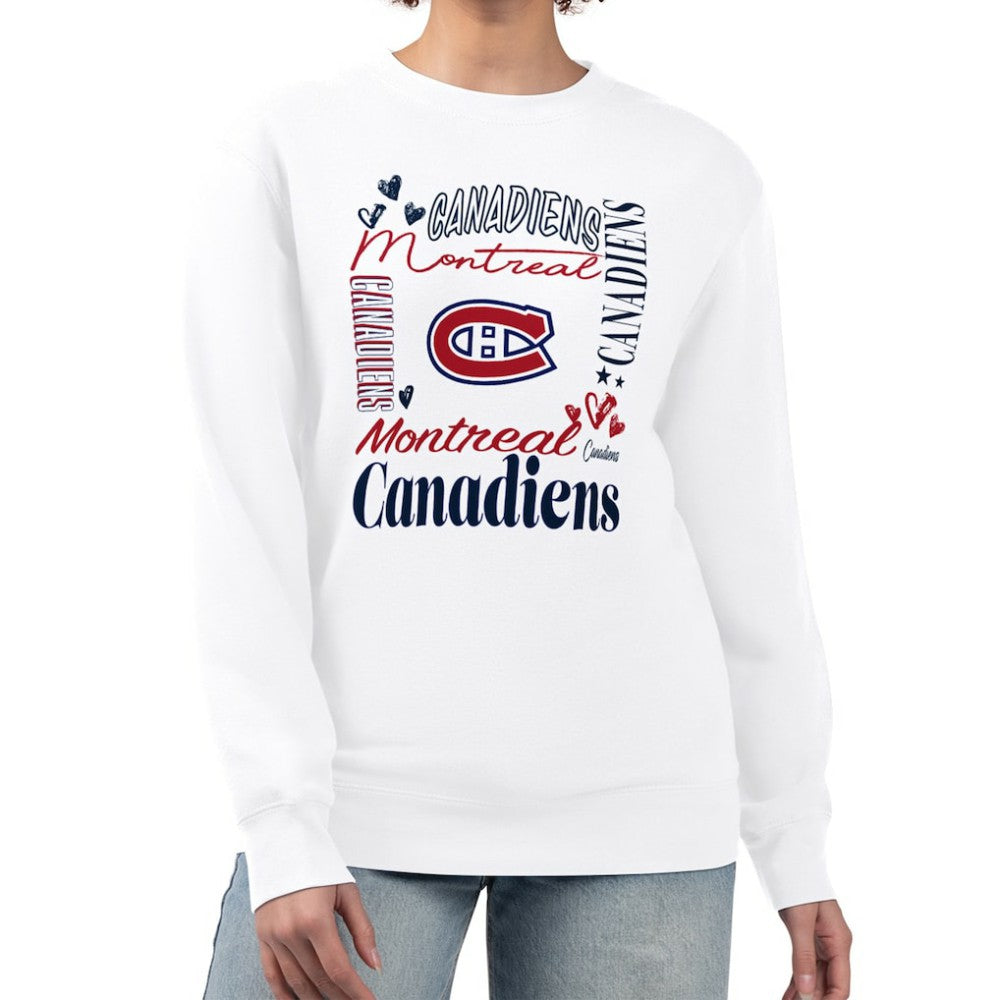 NHL Montreal Canadiens G-III 4Her by Carl Banks Women's Collage Graphic Fleece Long Sleeve Pullover Sweatshirt - White