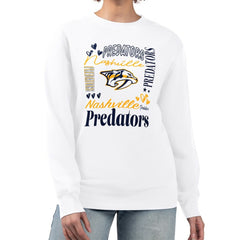 NHL Nashville Predators G-III 4Her by Carl Banks Women's Collage Graphic Fleece Long Sleeve Pullover Sweatshirt - White